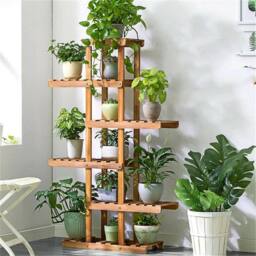 EONLION 6 Tier Wood Flower Plant Stand Corner Shelf Rack in Brown - thumbnail 1