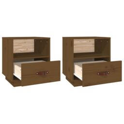 Berkfield Home Bedside Cabinets 2 pcs Honey Brown 40x34x45 cm Solid Wood Pine - Size: 40 x 34 x 45 cm - thumbnail 6