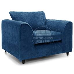 Furnishings For Less UK Monaco Chenille Fabric 3 Piece Sofa Suite - 3 Seater & 2 Armchairs in Blue - thumbnail 3