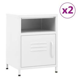Berkfield Home Nightstands 2 pcs White 35x35x51 cm Steel - Size: 35 x 35 x 51 cm - thumbnail 2