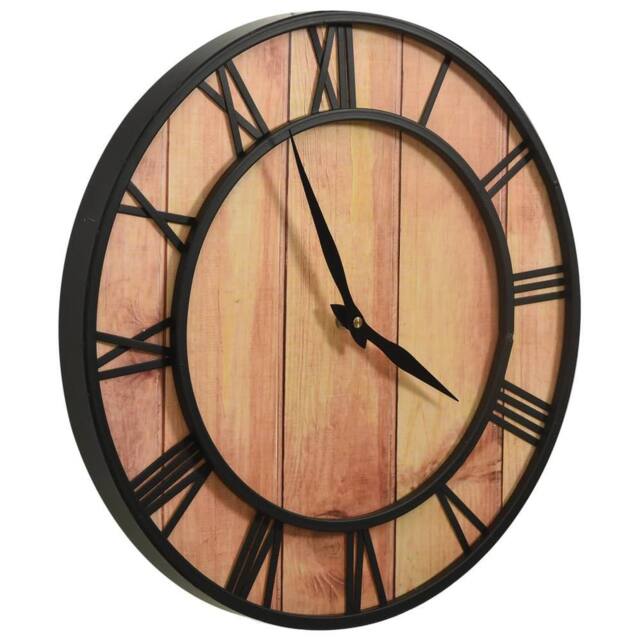 Berkfield Home Wall Clock 39 cm Brown & Black MDF & Iron - image 1