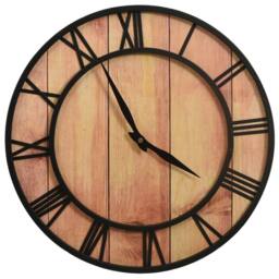 Berkfield Home Wall Clock 39 cm Brown & Black MDF & Iron - thumbnail 3
