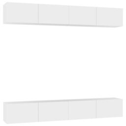 Berkfield Home TV Cabinets 4 pcs White 100x30x30 cm Engineered Wood - Size: 100 x 30 x 30 cm - thumbnail 2