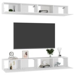 Berkfield Home TV Cabinets 4 pcs White 100x30x30 cm Engineered Wood - Size: 100 x 30 x 30 cm - thumbnail 3