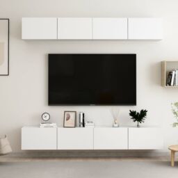 Berkfield Home TV Cabinets 4 pcs White 100x30x30 cm Engineered Wood - Size: 100 x 30 x 30 cm - thumbnail 1