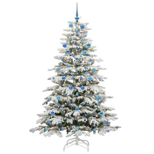 Berkfield Home Elegant Artificial Hinged Christmas Tree White 210 cm PE & PVC - image 1