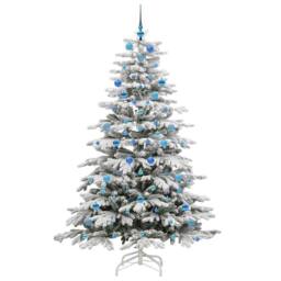 Berkfield Home Elegant Artificial Hinged Christmas Tree White 210 cm PE & PVC - thumbnail 4