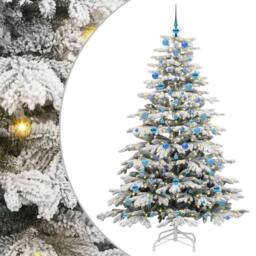 Berkfield Home Elegant Artificial Hinged Christmas Tree White 210 cm PE & PVC - thumbnail 3