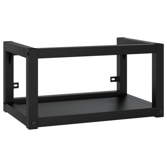 Berkfield Home Elegant Bathroom Washbasin Frame with Built-in Basin Black Iron - image 1