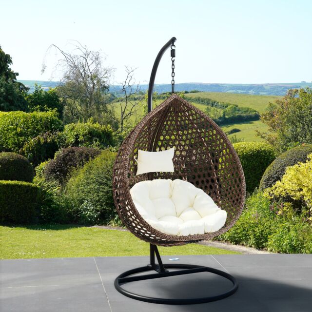 Artemis Home Sunbury Hanging Swing Single Egg Pod Chair in Cream - image 1