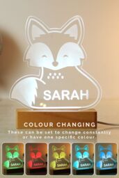 Personalised Memento Company Fox Wooden Based LED Light in Clear - thumbnail 4