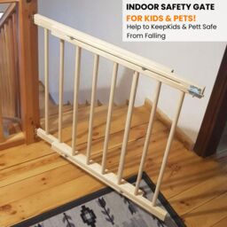 Novecrafto Multi-Purpose Wooden Baby Gate - Versatile Pet Safety Gate Extendable Stair Gates (72-122cm) in Natural - thumbnail 4