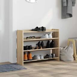 Berkfield Home Shoe Rack Sonoma Oak 80x25x62 cm Engineered Wood in Light Oak - Size: 80 x 25 x 62 cm - thumbnail 1