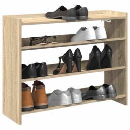 Berkfield Home Shoe Rack Sonoma Oak 80x25x62 cm Engineered Wood in Light Oak - Size: 80 x 25 x 62 cm - thumbnail 2