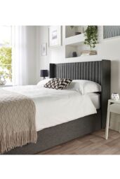 Catherine Lansfield Soho Ottoman Storage Wing Bed in Saxon Twill Fabric, Custom Made in Charcoal - Size: Double - thumbnail 5