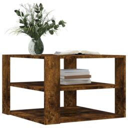 Berkfield Home Coffee Table Smoked Oak 59.5x59.5x40 cm Engineered Wood in Brown - thumbnail 3