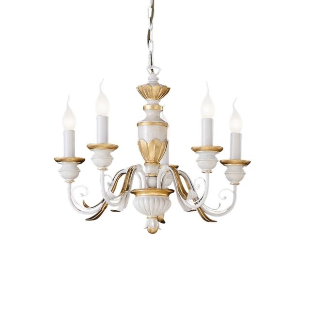Netlighting Firenze 5 Light Chandelier Ivory Gold Finish E14