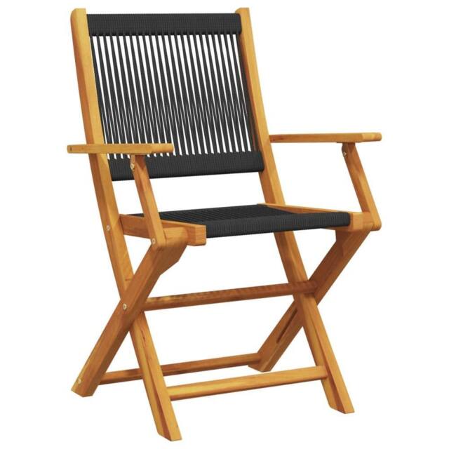 Berkfield Home Beautiful 3 Piece Bistro Set Black Polypropylene & Solid Wood in Brown - image 1