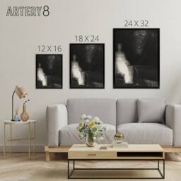 "Artery8 Gaze on the Chair Human Figure Outline Redon Black Framed Canvas Art in Grey - Size: W12"" x H16""" - thumbnail 4