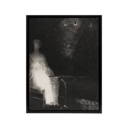 "Artery8 Gaze on the Chair Human Figure Outline Redon Black Framed Canvas Art in Grey - Size: W12"" x H16""" - thumbnail 1