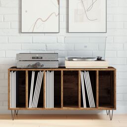 Berkfield Home Record Cabinet Artisan Oak 100x38x48 cm Engineered Wood in Brown - Size: 100 x 38 x 48 cm - thumbnail 4