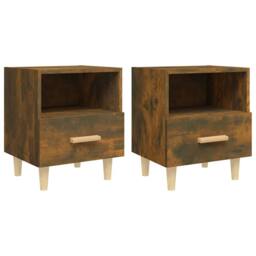 Berkfield Home Beautiful Bedside Cabinets 2 pcs Smoked Oak 40x35x47 cm in Brown - Size: 40 x 35 x 47 cm - thumbnail 3