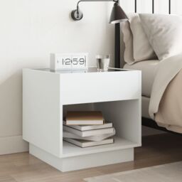 Berkfield Home Bedside Table with Infinity LED White 50x50x50 cm - Size: 50 x 50 x 50 cm - thumbnail 4