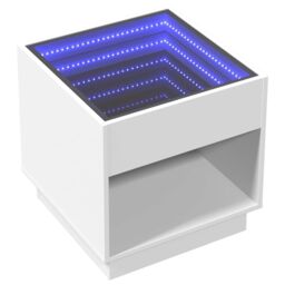 Berkfield Home Bedside Table with Infinity LED White 50x50x50 cm - Size: 50 x 50 x 50 cm - thumbnail 3
