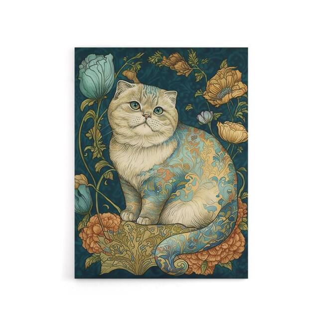 "Artery8 Cute Cat With Floral Pattern Fur Canvas Wall Art Print - Size: W18"" x H24""" - image 1