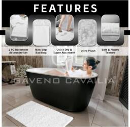GAVENO CAVAILIA 2 Piece Zero Twist Bath Mat Set in White - thumbnail 3