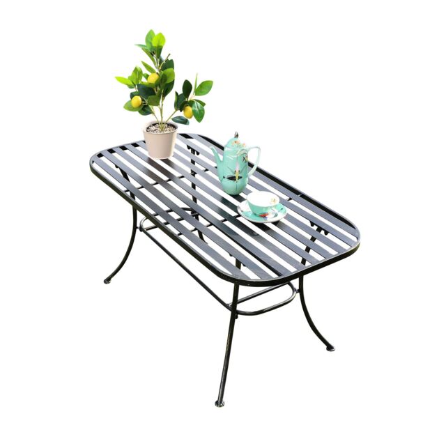 Melody Maison Ornate Black & Gold Metal Garden Table 100cm X 50cm - Size: 100 cm X 50 cm