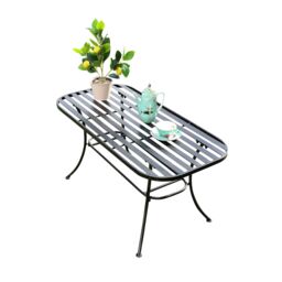 Melody Maison Ornate Black & Gold Metal Garden Table 100cm X 50cm - Size: 100 cm X 50 cm - thumbnail 1