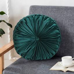 FLAVORA 45CM Green Round Cushion Soft Velvet Cushion - Size: 100 cm x 190 cm - thumbnail 5