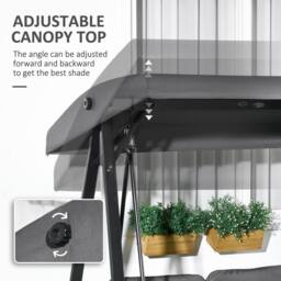 OUTSUNNY 2 Seater Garden Outdoor Swing Chair Hammock w/ Adjustable Canopy in Dark Grey - thumbnail 4