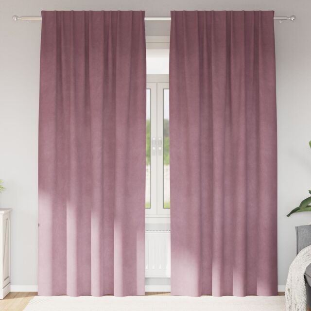 Berkfield Home Blackout Curtains with Top Tape 2 pcs Dark Pink Velvet - image 1