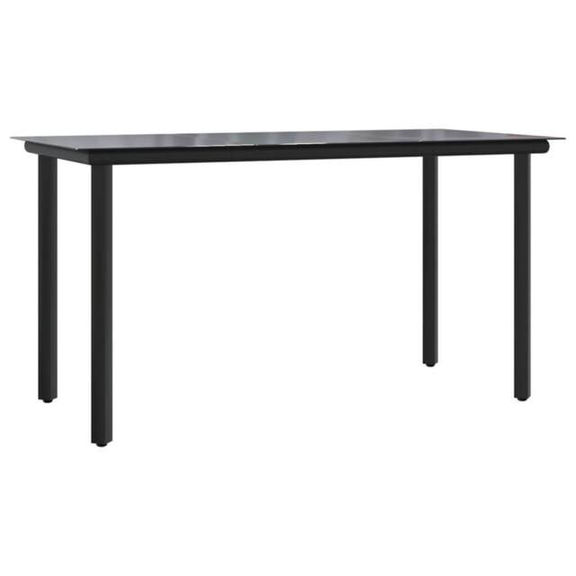 Berkfield Home Garden Dining Table Black 200x100x74cm Steel & Tempered Glass - Size: 200 x 100 x 74 cm - image 1