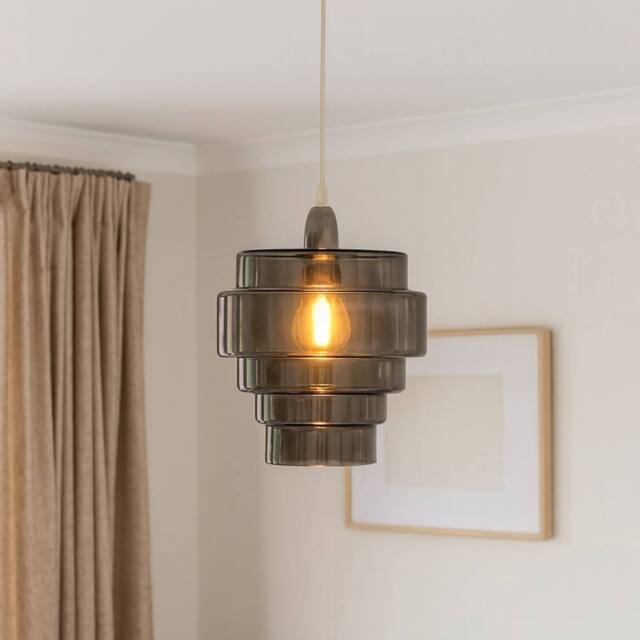 Pagazzi Mira Smoke Glass Easy-Fit Pendant in Grey - image 1
