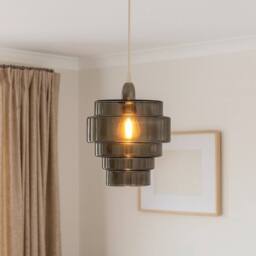 Pagazzi Mira Smoke Glass Easy-Fit Pendant in Grey - thumbnail 1
