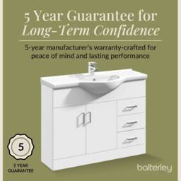 Balterley 2 Door 3 Drawer Bathroom Vanity Basin Unit with Round Basin in White - thumbnail 4