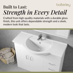 Balterley 2 Door 3 Drawer Bathroom Vanity Basin Unit with Round Basin in White - thumbnail 6