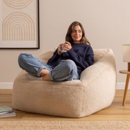 icon Natalia Rabbit Faux Fur Armchair Bean Bag in Natural - Size: Medium - thumbnail 1