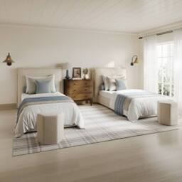 Lemon Pavilion Furniture Sunday Single Bed Frame (Pack of 2) - Linen Blend - L219xW128xH120 cm in Ivory - thumbnail 4