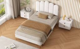 Matteo Beige Single Velvet Upholstered Bed Frame with Scalloped Tufting - thumbnail 9