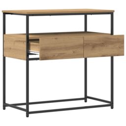 Berkfield Home Console Table Artisan Oak 75x40x75 cm Engineered Wood & Steel in Brown - Size: 75 x 40 x 75 cm - thumbnail 3