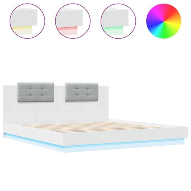 Berkfield Home Bed Frame with LED without Mattress White 200x200 cm - image 1
