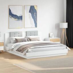 Berkfield Home Bed Frame with LED without Mattress White 200x200 cm - thumbnail 2