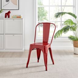 FurnitureboxUK Set of 2 Colton Industrial Steel Stackable Tolix Style Dining Chairs in Red - thumbnail 7