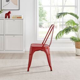 FurnitureboxUK Set of 2 Colton Industrial Steel Stackable Tolix Style Dining Chairs in Red - thumbnail 4