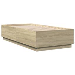 Berkfield Home Bed Frame without Mattress Sonoma Oak 90x190 cm Single in Light Tan - thumbnail 6