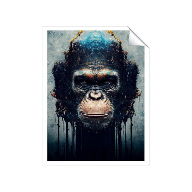 "Warren Reed - Designer Gorilla Face Splashart Unframed Art Print - Size: W8"" x H10""" - image 1